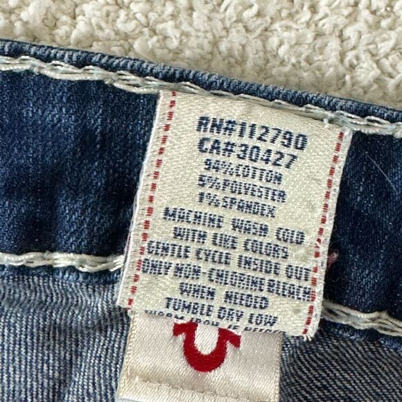 True Religion Jeans Womens Sz 25 Stitch Embroidered Johnny Super T Blue straight - Picture 13 of 13
